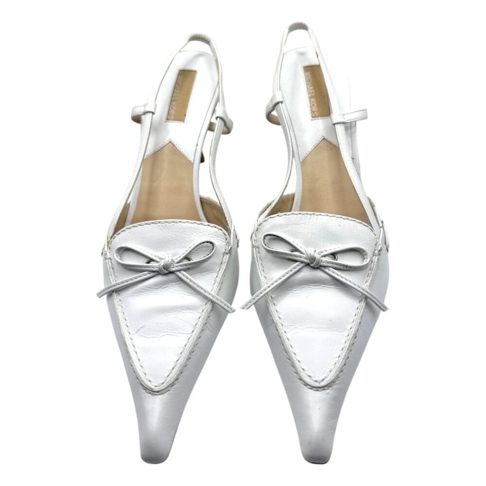 Michael Kors White Leather Slingback Pumps – Size 6M – Made in Italy